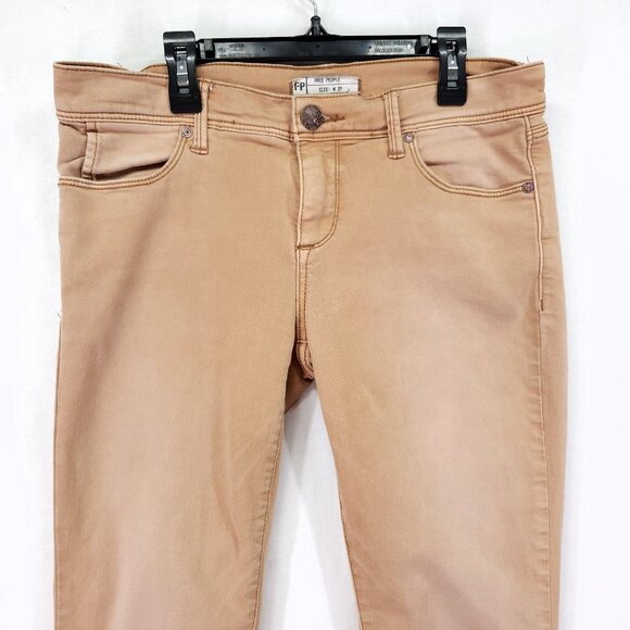 Free People Rust Skinny Jeans Size 27 Stretch Denim Low Rise Boho Fall Essential - Picture 11 of 13